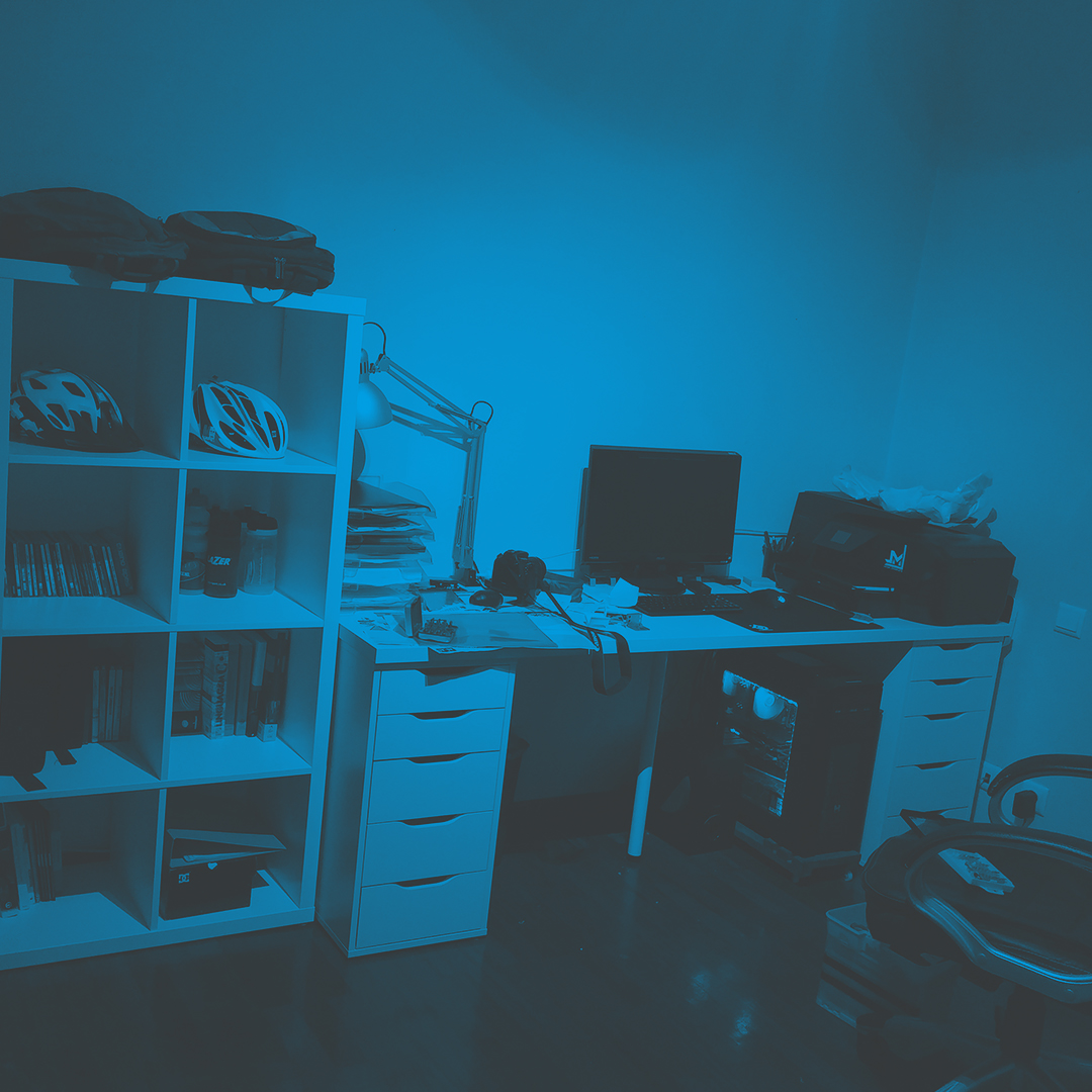Where it all began: our first 'office' — my bedroom, hehe.